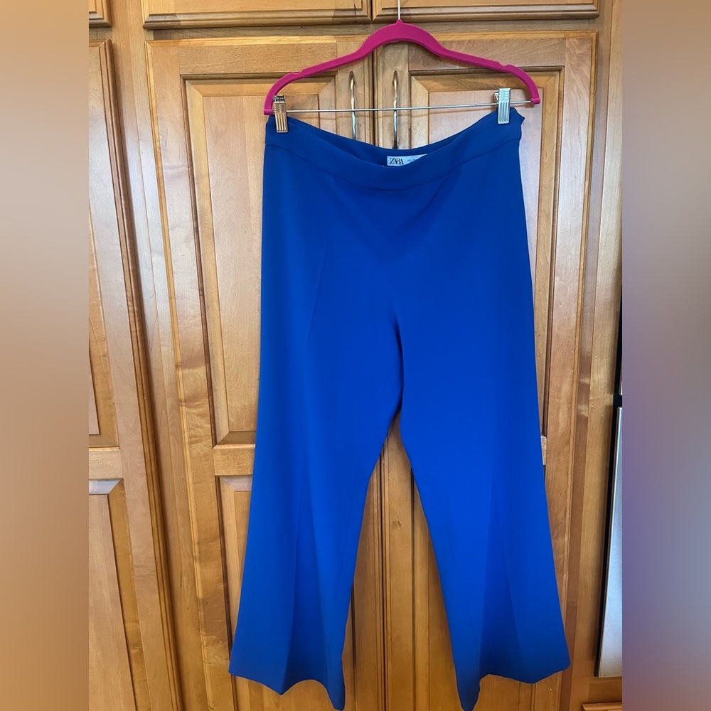 Zara Women's Wide Leg Pants in Vibrant Blue